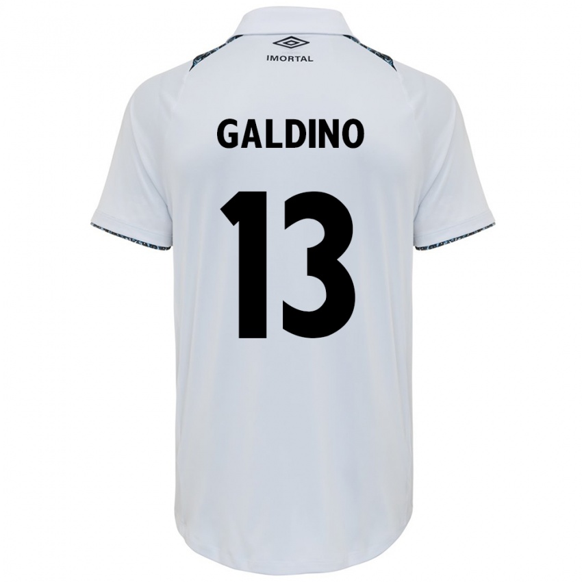 Gyermek Everton Galdino #13 Fehér Kék Idegenbeli Jersey 2024/25 Mez Póló Ing