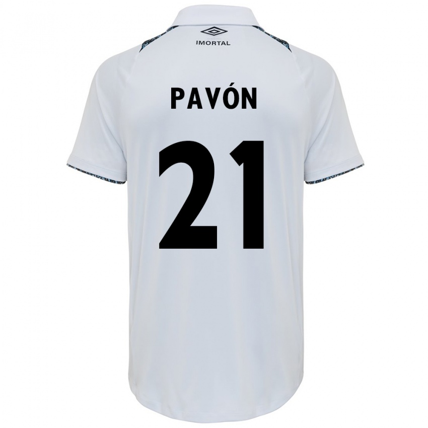 Gyermek Cristian Pavon #21 Fehér Kék Idegenbeli Jersey 2024/25 Mez Póló Ing