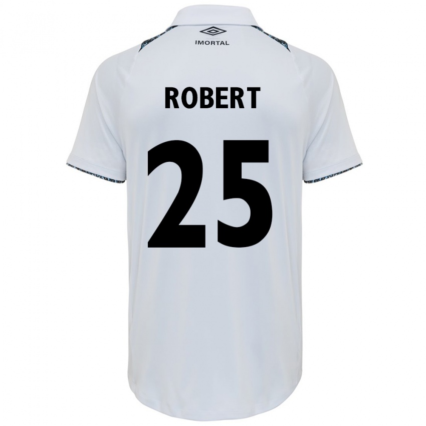 Gyermek Jhonata Robert #25 Fehér Kék Idegenbeli Jersey 2024/25 Mez Póló Ing