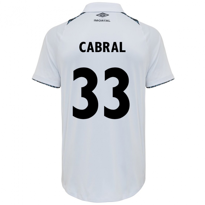 Gyermek Rafael Cabral #33 Fehér Kék Idegenbeli Jersey 2024/25 Mez Póló Ing