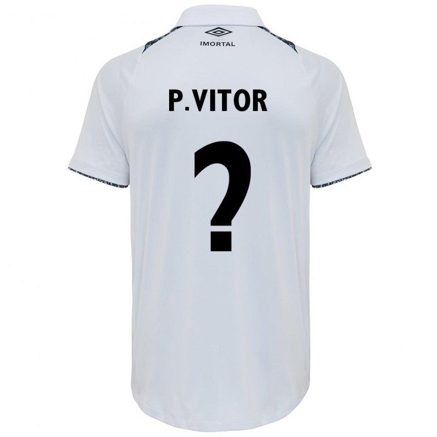 Gyermek Pedro Vitor #0 Fehér Kék Idegenbeli Jersey 2024/25 Mez Póló Ing