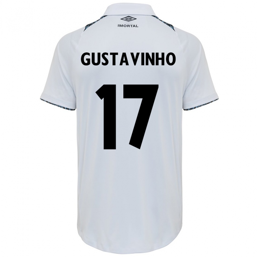 Gyermek Gustavinho #17 Fehér Kék Idegenbeli Jersey 2024/25 Mez Póló Ing