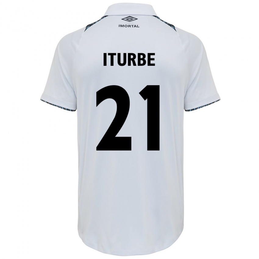 Gyermek Juan Iturbe #21 Fehér Kék Idegenbeli Jersey 2024/25 Mez Póló Ing