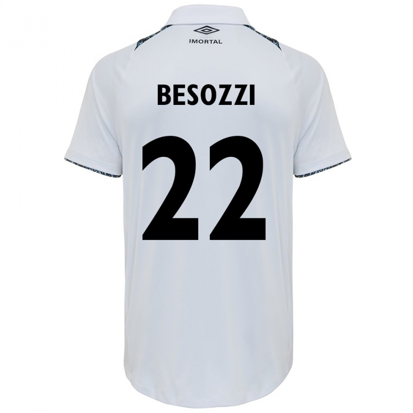 Gyermek Lucas Besozzi #22 Fehér Kék Idegenbeli Jersey 2024/25 Mez Póló Ing