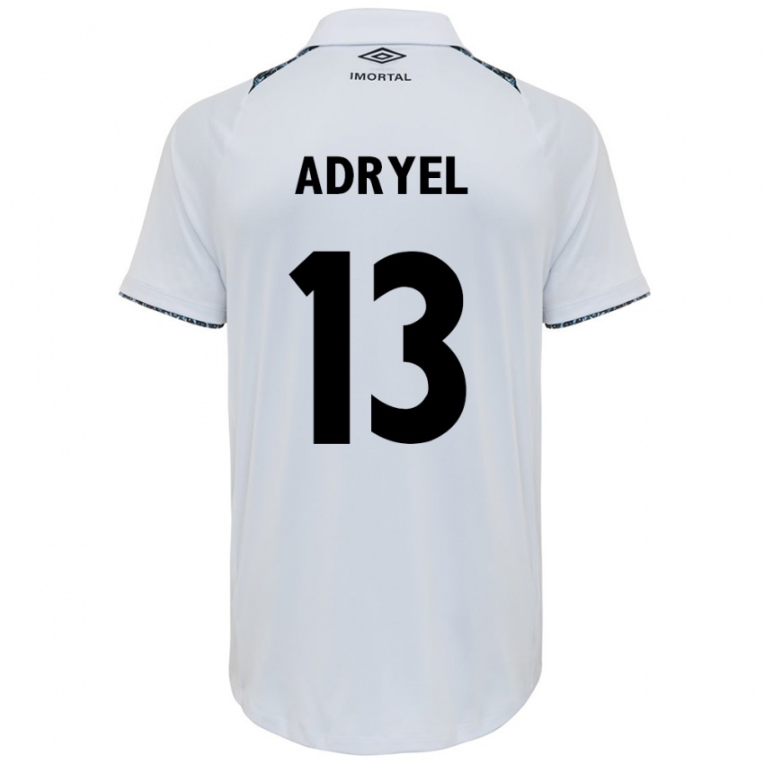 Gyermek Adryel #13 Fehér Kék Idegenbeli Jersey 2024/25 Mez Póló Ing