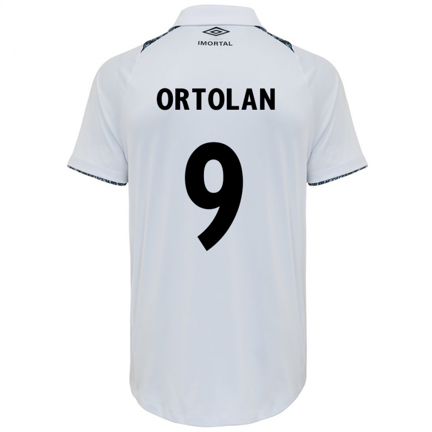 Gyermek Dani Ortolan #9 Fehér Kék Idegenbeli Jersey 2024/25 Mez Póló Ing