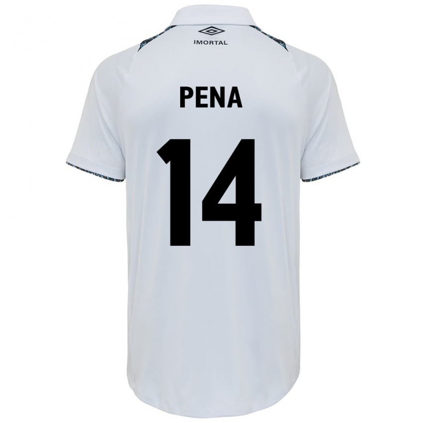 Gyermek Jessica Peña #14 Fehér Kék Idegenbeli Jersey 2024/25 Mez Póló Ing