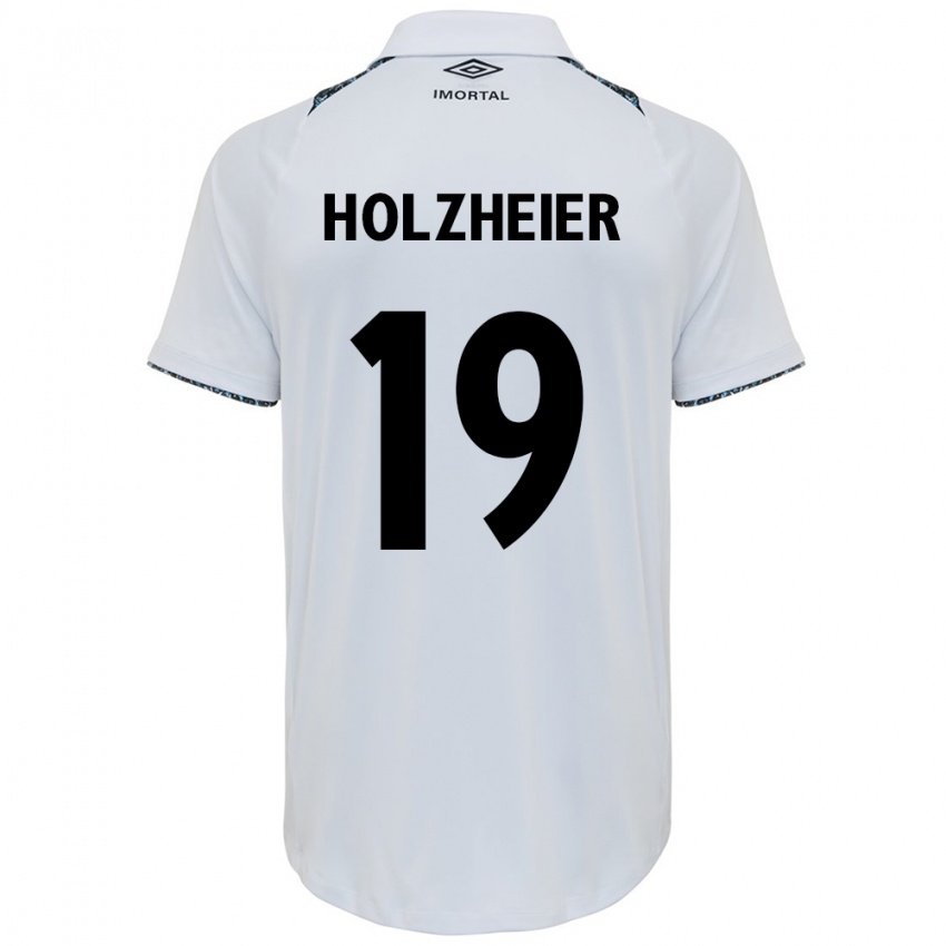 Gyermek Agostina Holzheier #19 Fehér Kék Idegenbeli Jersey 2024/25 Mez Póló Ing