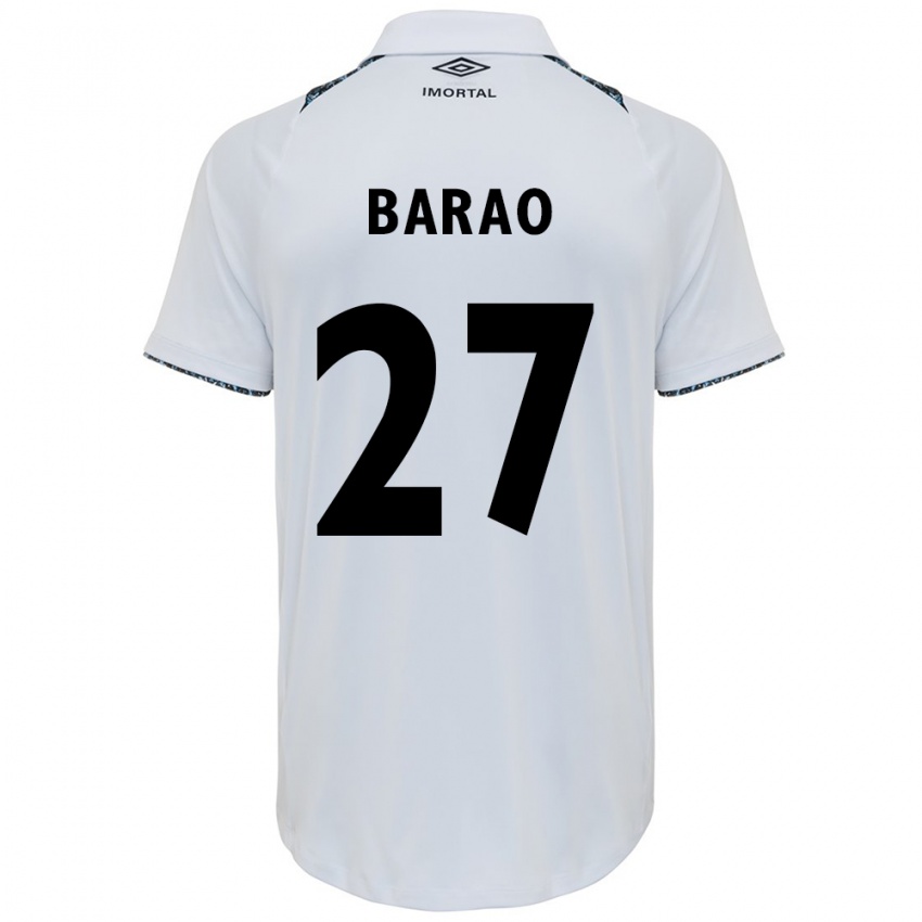 Gyermek Dani Barão #27 Fehér Kék Idegenbeli Jersey 2024/25 Mez Póló Ing