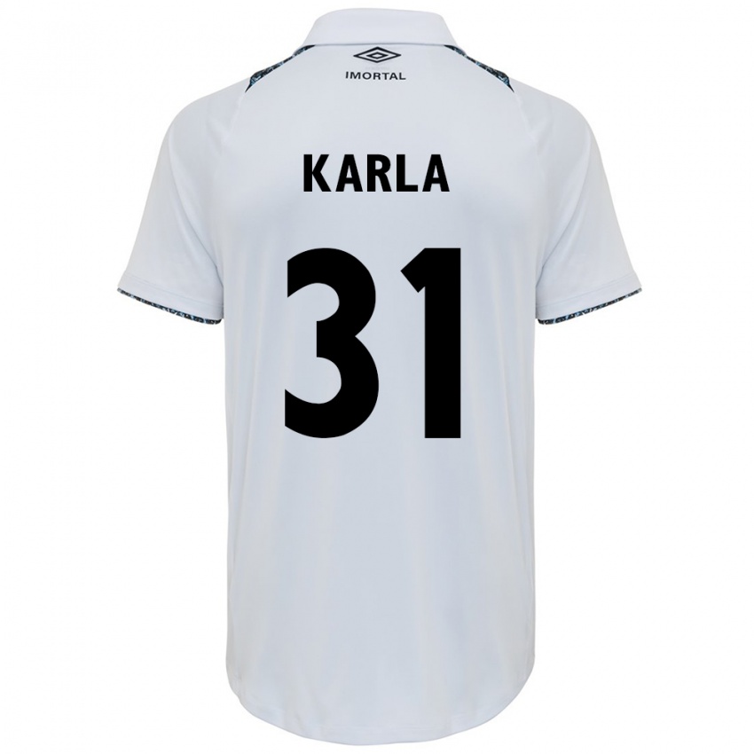 Gyermek Emmily Karla #31 Fehér Kék Idegenbeli Jersey 2024/25 Mez Póló Ing