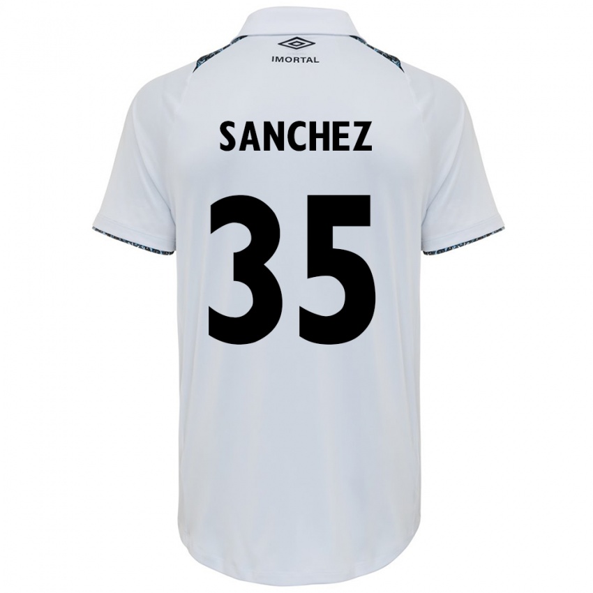 Gyermek Lari Sanchez #35 Fehér Kék Idegenbeli Jersey 2024/25 Mez Póló Ing