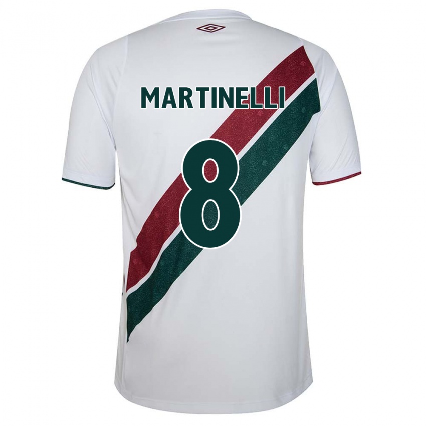 Gyermek Martinelli #8 Fehér Zöld Barna Idegenbeli Jersey 2024/25 Mez Póló Ing