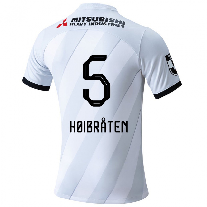 Gyermek Marius Høibråten #5 Fehér Szürke Idegenbeli Jersey 2024/25 Mez Póló Ing