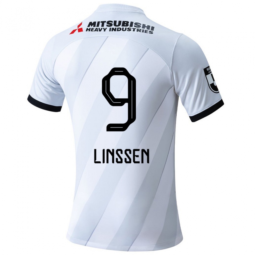 Gyermek Bryan Linssen #9 Fehér Szürke Idegenbeli Jersey 2024/25 Mez Póló Ing