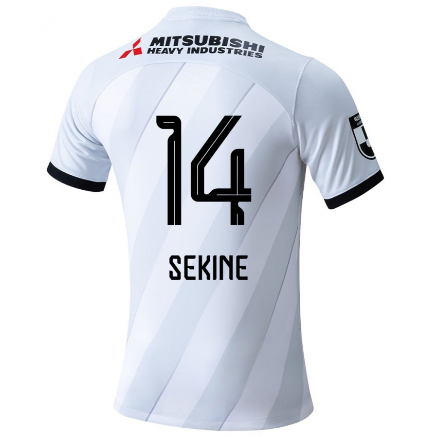 Gyermek Takahiro Sekine #14 Fehér Szürke Idegenbeli Jersey 2024/25 Mez Póló Ing