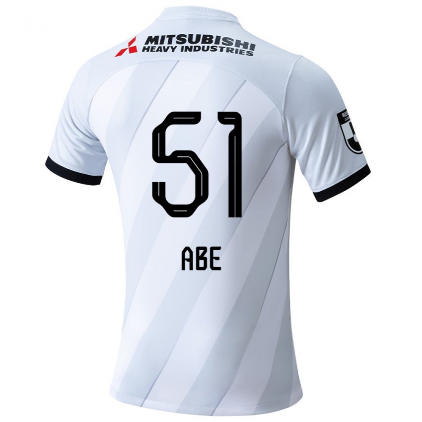 Gyermek Shintaro Abe #51 Fehér Szürke Idegenbeli Jersey 2024/25 Mez Póló Ing