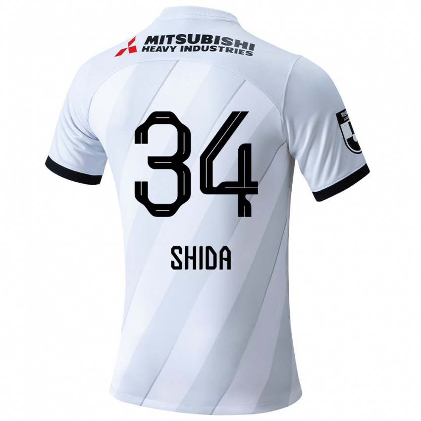 Gyermek Izuho Shida #34 Fehér Szürke Idegenbeli Jersey 2024/25 Mez Póló Ing