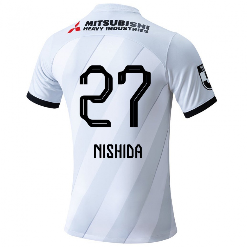 Gyermek Haruto Nishida #27 Fehér Szürke Idegenbeli Jersey 2024/25 Mez Póló Ing