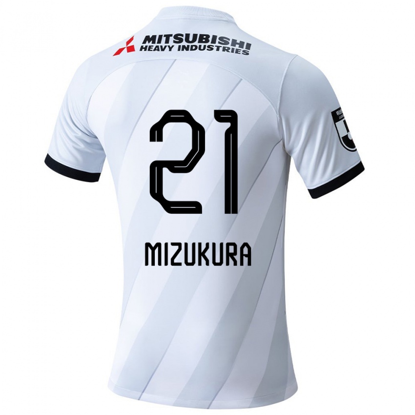 Gyermek Kei Mizukura #21 Fehér Szürke Idegenbeli Jersey 2024/25 Mez Póló Ing