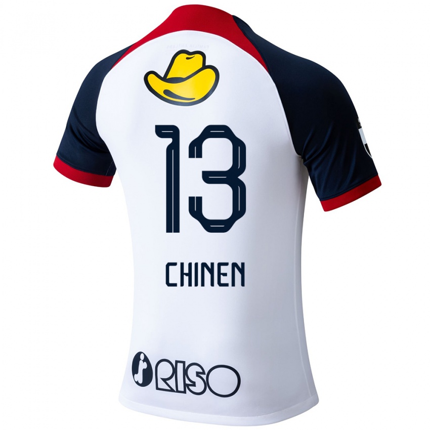 Gyermek Kei Chinen #13 Fehér Kék Piros Idegenbeli Jersey 2024/25 Mez Póló Ing