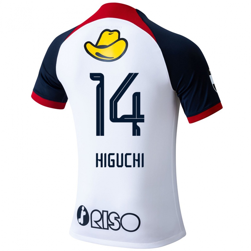 Gyermek Yuta Higuchi #14 Fehér Kék Piros Idegenbeli Jersey 2024/25 Mez Póló Ing