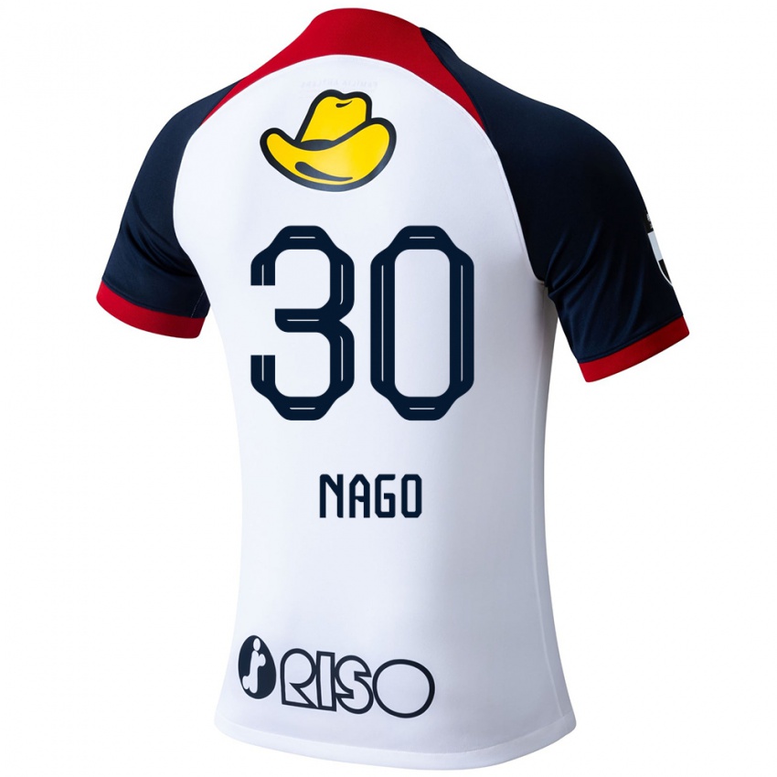 Gyermek Shintaro Nago #30 Fehér Kék Piros Idegenbeli Jersey 2024/25 Mez Póló Ing