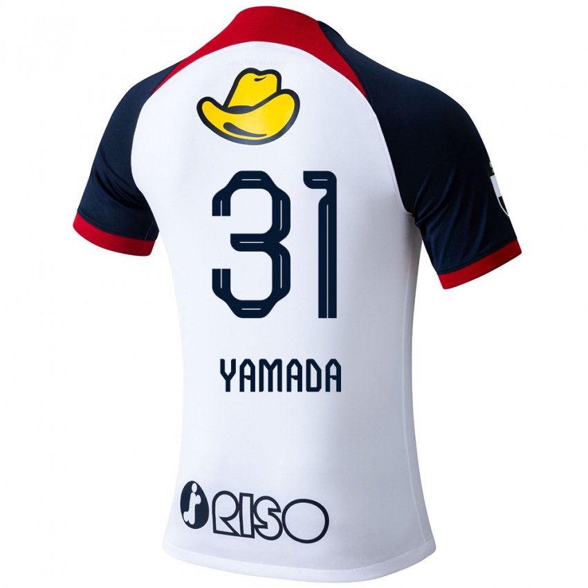 Gyermek Taiki Yamada #31 Fehér Kék Piros Idegenbeli Jersey 2024/25 Mez Póló Ing