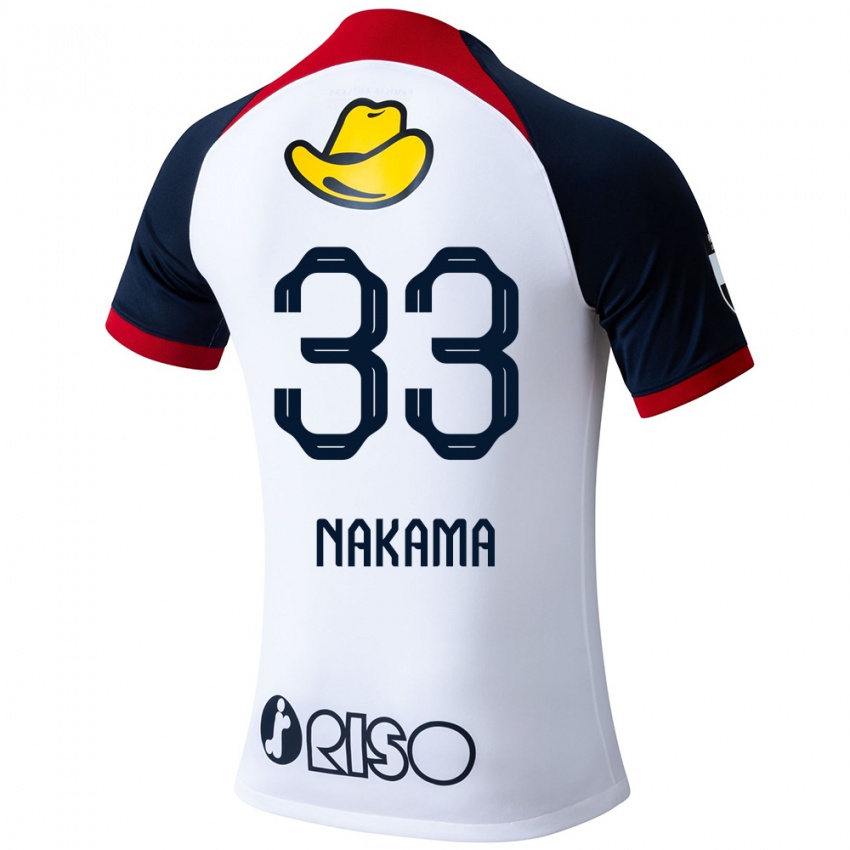 Gyermek Hayato Nakama #33 Fehér Kék Piros Idegenbeli Jersey 2024/25 Mez Póló Ing