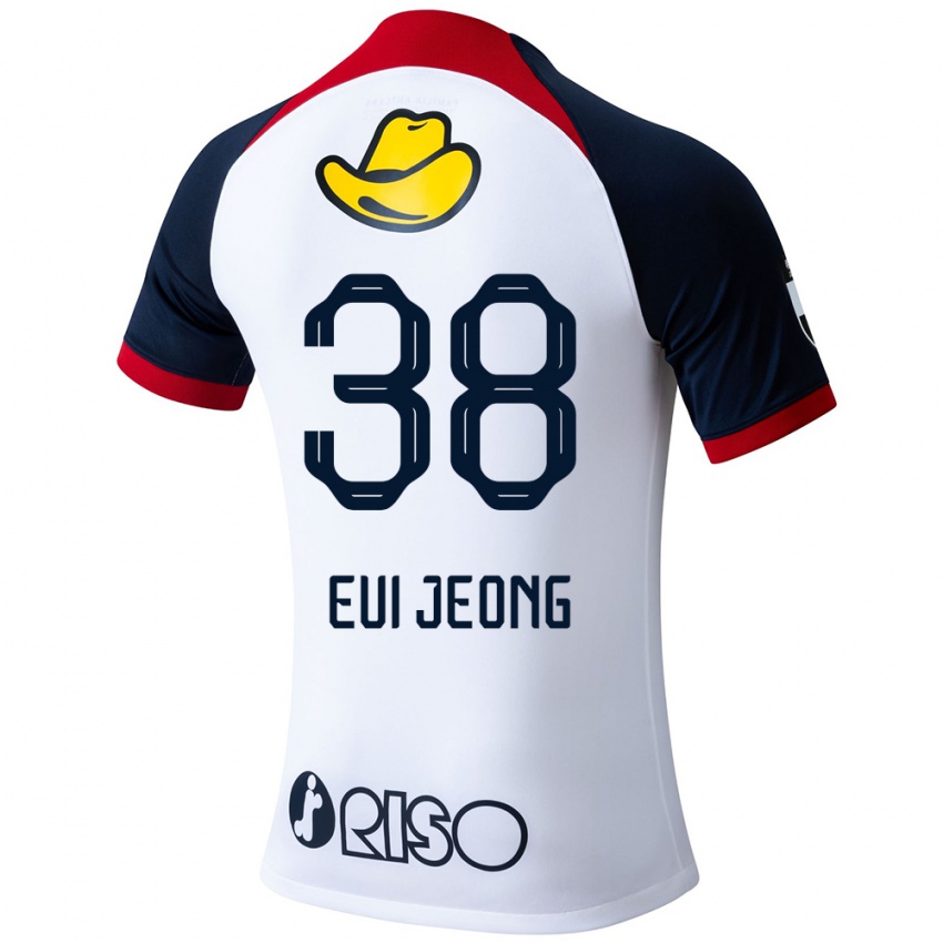 Gyermek Eui-Jeong Park #38 Fehér Kék Piros Idegenbeli Jersey 2024/25 Mez Póló Ing