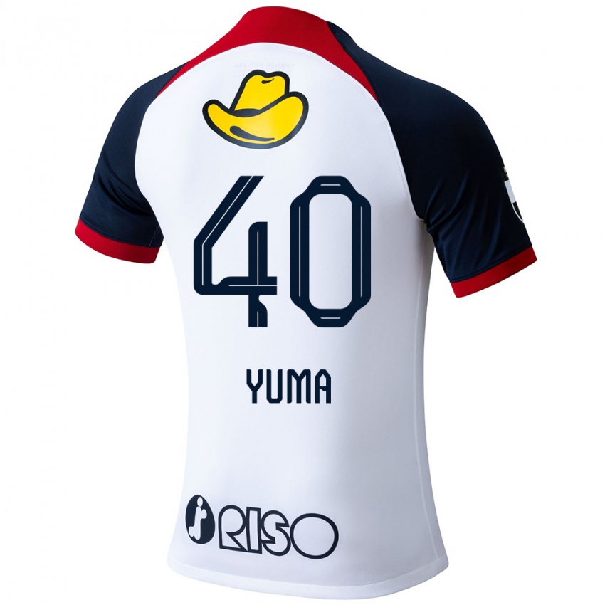 Gyermek Yuma Suzuki #40 Fehér Kék Piros Idegenbeli Jersey 2024/25 Mez Póló Ing