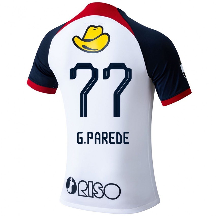 Gyermek Guilherme Parede #77 Fehér Kék Piros Idegenbeli Jersey 2024/25 Mez Póló Ing