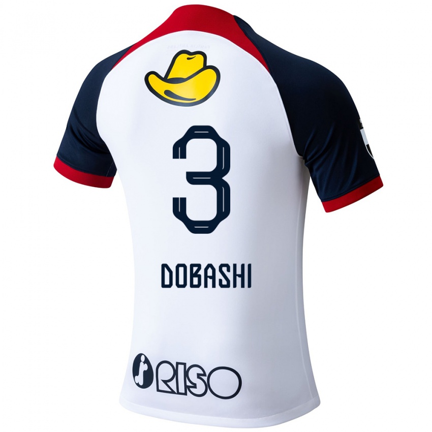 Gyermek Ryunosuke Dobashi #3 Fehér Kék Piros Idegenbeli Jersey 2024/25 Mez Póló Ing