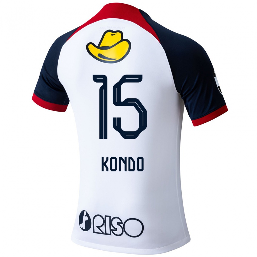 Gyermek Daisuke Kondo #15 Fehér Kék Piros Idegenbeli Jersey 2024/25 Mez Póló Ing