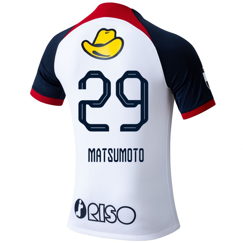 Gyermek Taisei Matsumoto #29 Fehér Kék Piros Idegenbeli Jersey 2024/25 Mez Póló Ing