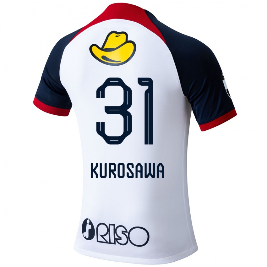 Gyermek Shoei Kurosawa #31 Fehér Kék Piros Idegenbeli Jersey 2024/25 Mez Póló Ing