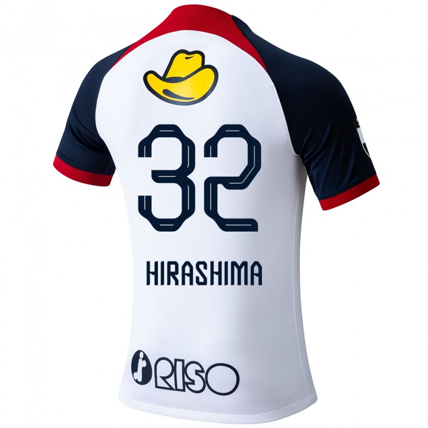 Gyermek Daigo Hirashima #32 Fehér Kék Piros Idegenbeli Jersey 2024/25 Mez Póló Ing