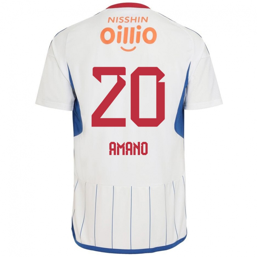 Gyermek Jun Amano #20 Fehér Kék Piros Idegenbeli Jersey 2024/25 Mez Póló Ing