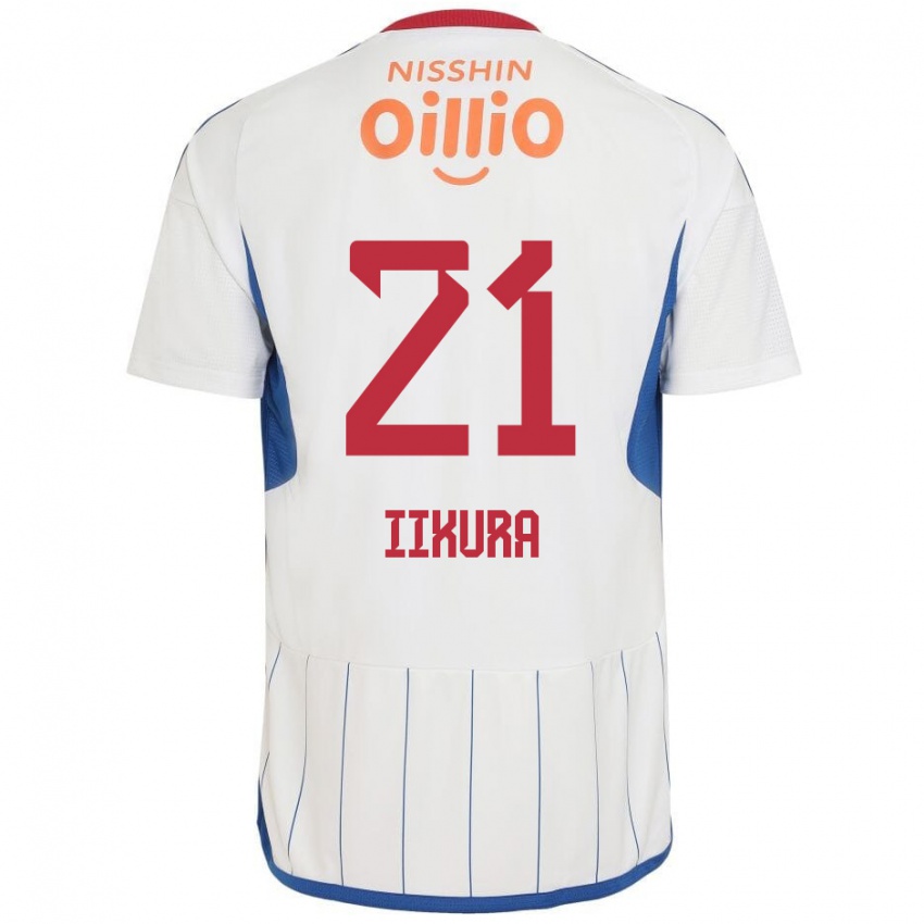 Gyermek Hiroki Iikura #21 Fehér Kék Piros Idegenbeli Jersey 2024/25 Mez Póló Ing