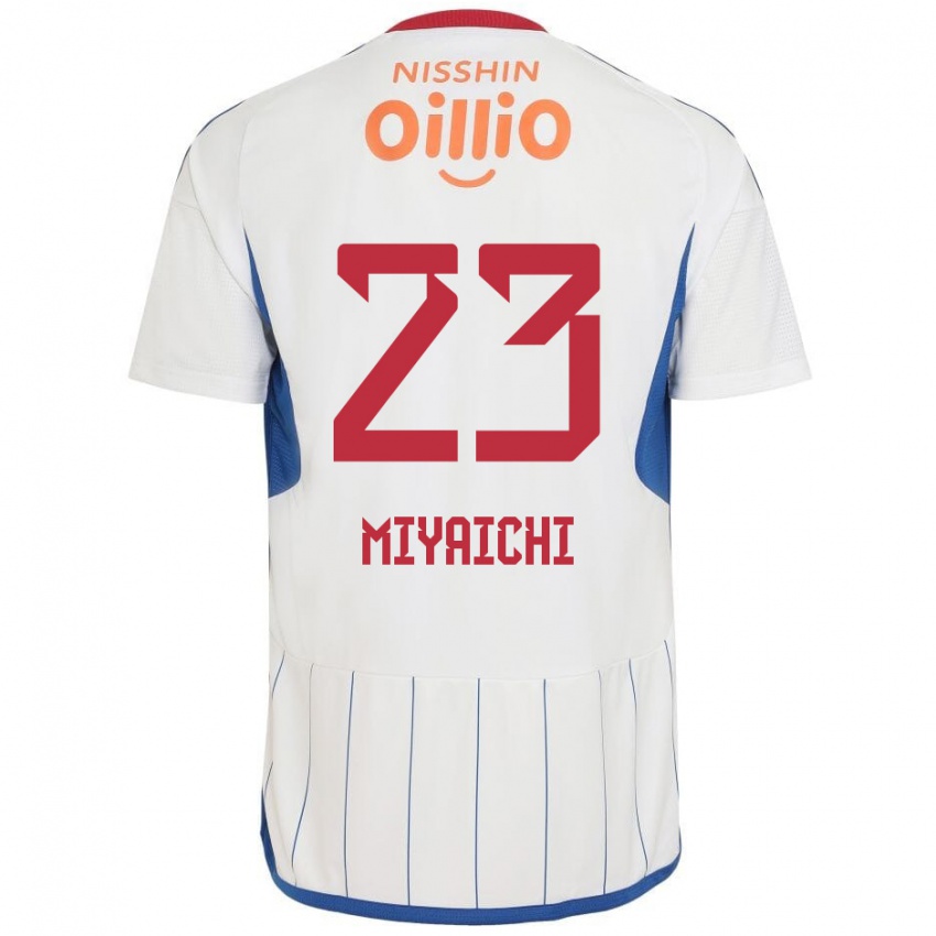 Gyermek Ryo Miyaichi #23 Fehér Kék Piros Idegenbeli Jersey 2024/25 Mez Póló Ing