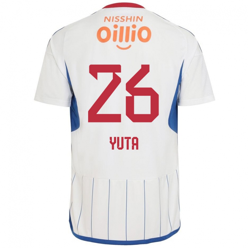 Gyermek Yuta Koike #26 Fehér Kék Piros Idegenbeli Jersey 2024/25 Mez Póló Ing