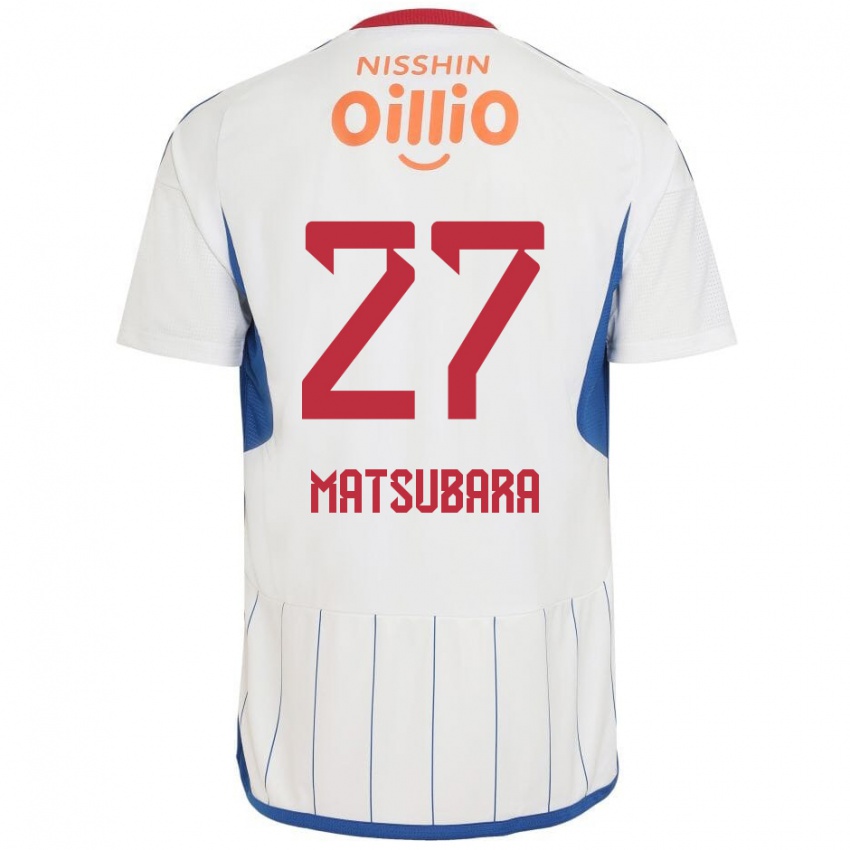 Gyermek Ken Matsubara #27 Fehér Kék Piros Idegenbeli Jersey 2024/25 Mez Póló Ing