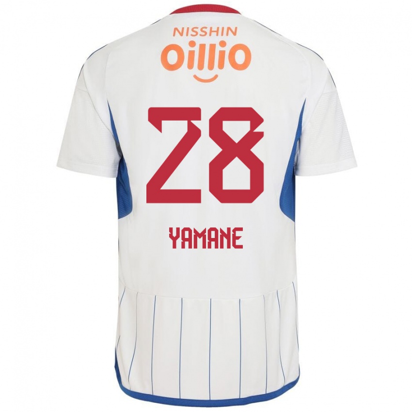 Gyermek Riku Yamane #28 Fehér Kék Piros Idegenbeli Jersey 2024/25 Mez Póló Ing