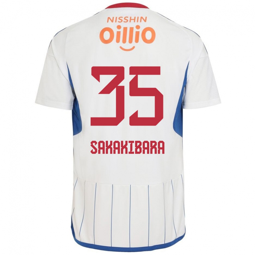 Gyermek Keigo Sakakibara #35 Fehér Kék Piros Idegenbeli Jersey 2024/25 Mez Póló Ing