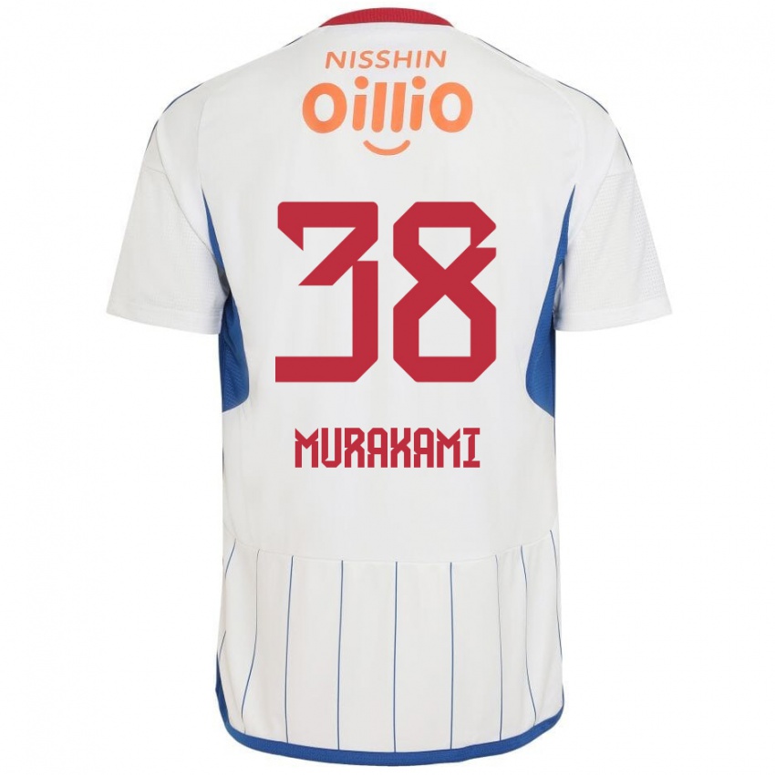 Gyermek Yuhi Murakami #38 Fehér Kék Piros Idegenbeli Jersey 2024/25 Mez Póló Ing