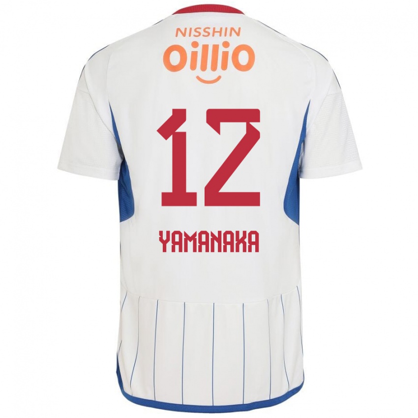 Gyermek Yuki Yamanaka #12 Fehér Kék Piros Idegenbeli Jersey 2024/25 Mez Póló Ing