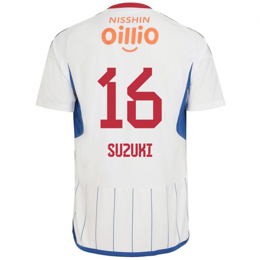 Gyermek Kai Suzuki #16 Fehér Kék Piros Idegenbeli Jersey 2024/25 Mez Póló Ing