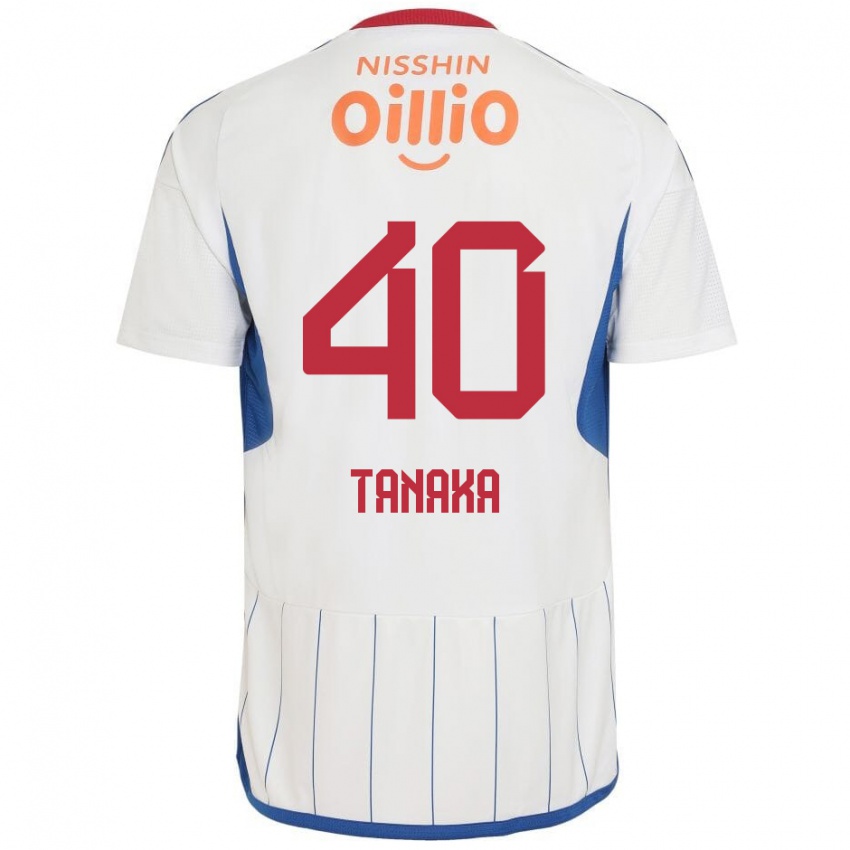 Gyermek Hiei Tanaka #40 Fehér Kék Piros Idegenbeli Jersey 2024/25 Mez Póló Ing