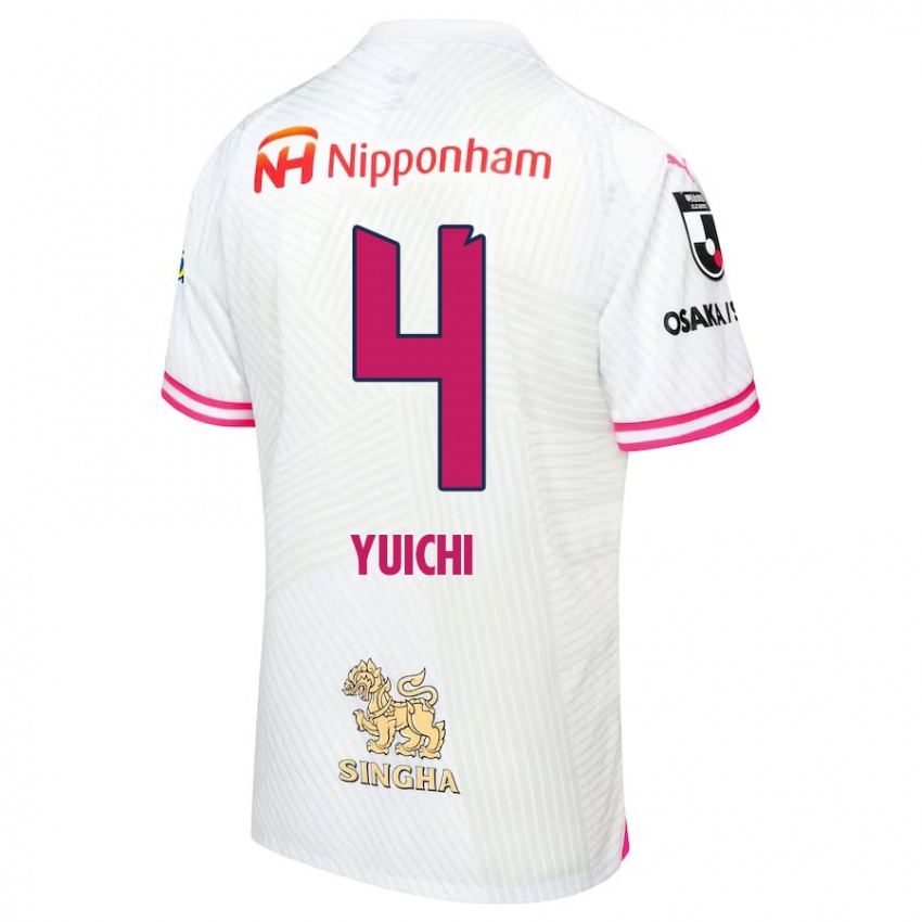 Gyermek Yuichi Hirano #4 Fehér Rózsaszín Idegenbeli Jersey 2024/25 Mez Póló Ing