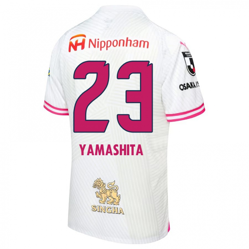 Gyermek Tatsuya Yamashita #23 Fehér Rózsaszín Idegenbeli Jersey 2024/25 Mez Póló Ing