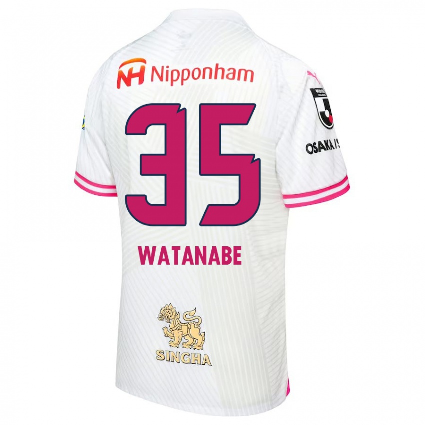 Gyermek Ryo Watanabe #35 Fehér Rózsaszín Idegenbeli Jersey 2024/25 Mez Póló Ing